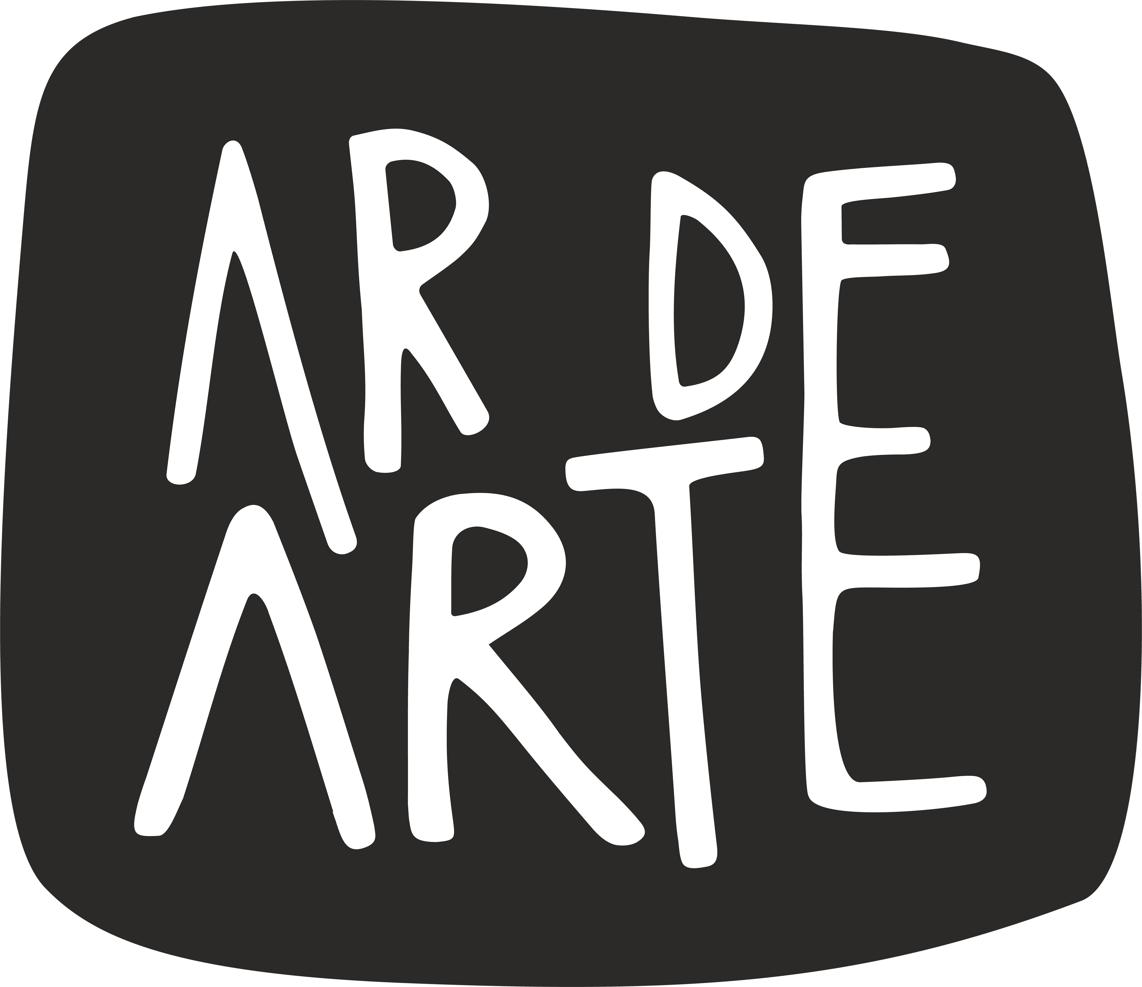 Stylized white text reading 'AR DE ARTE' on a dark grey rounded square background.